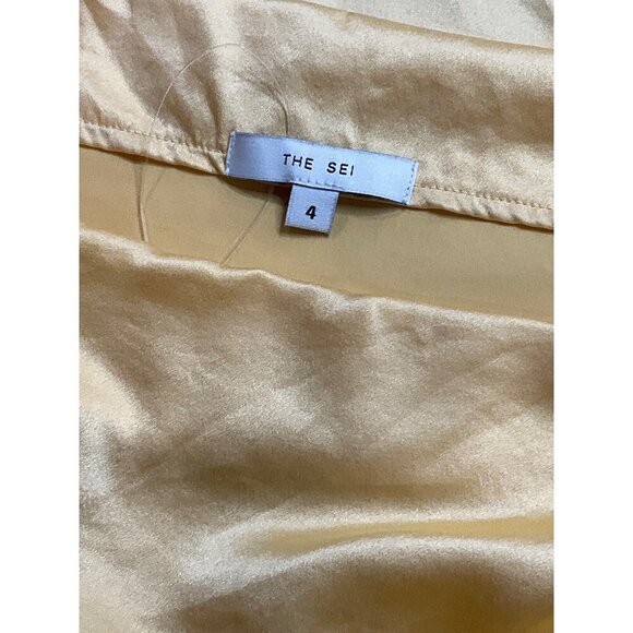 The Sei Draped Top in Butter 4 New Womens Silk Yellow Satin Blouse - Picture 8 of 12